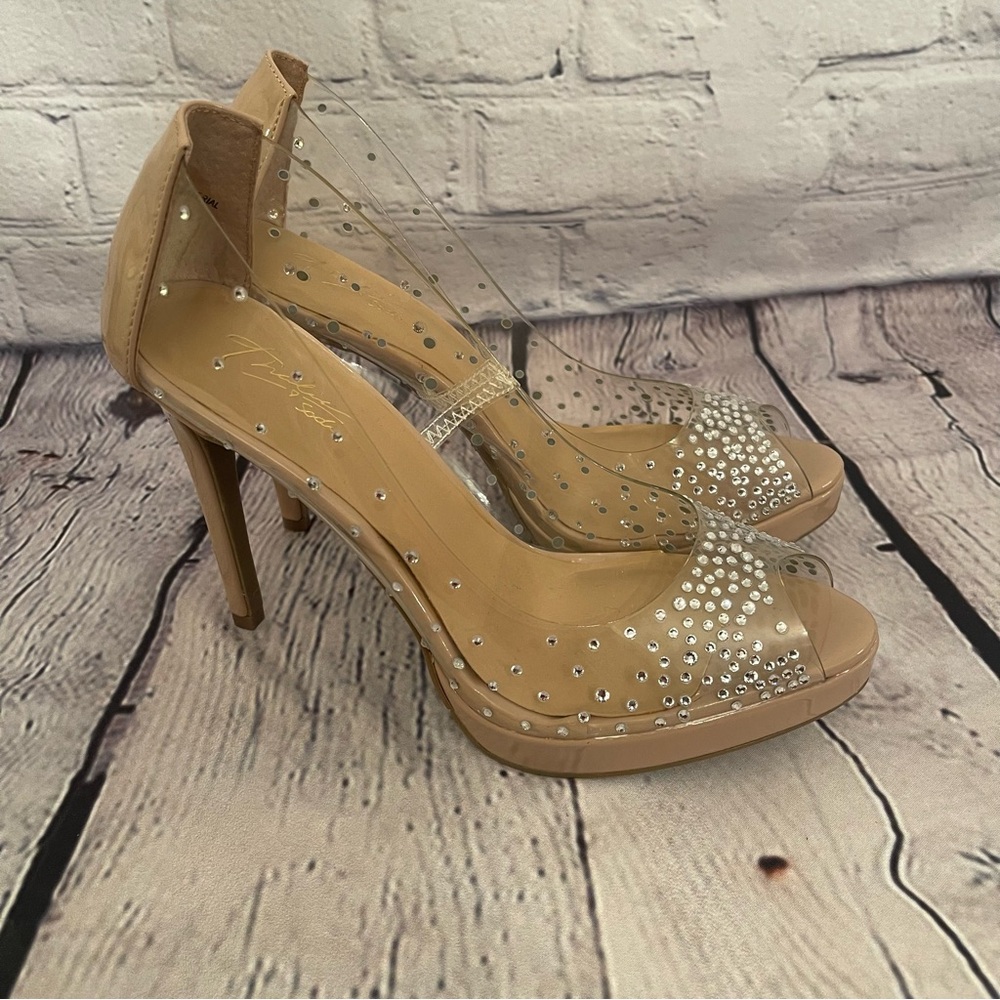 Thalia Sodi Lenna Open Toe Platform Crystal Evening Shoe 8